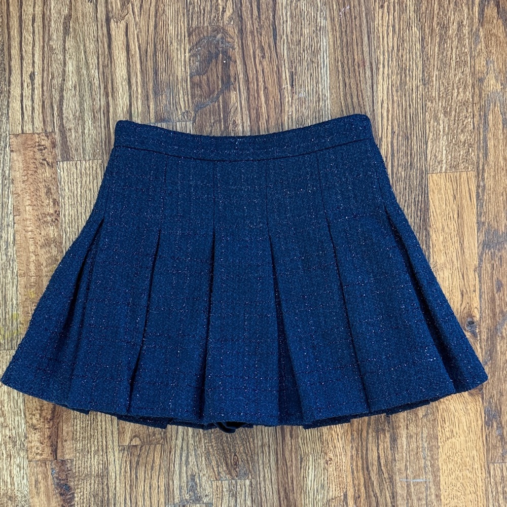 Amanda Uprichard Navy Pleated Skater Skirt